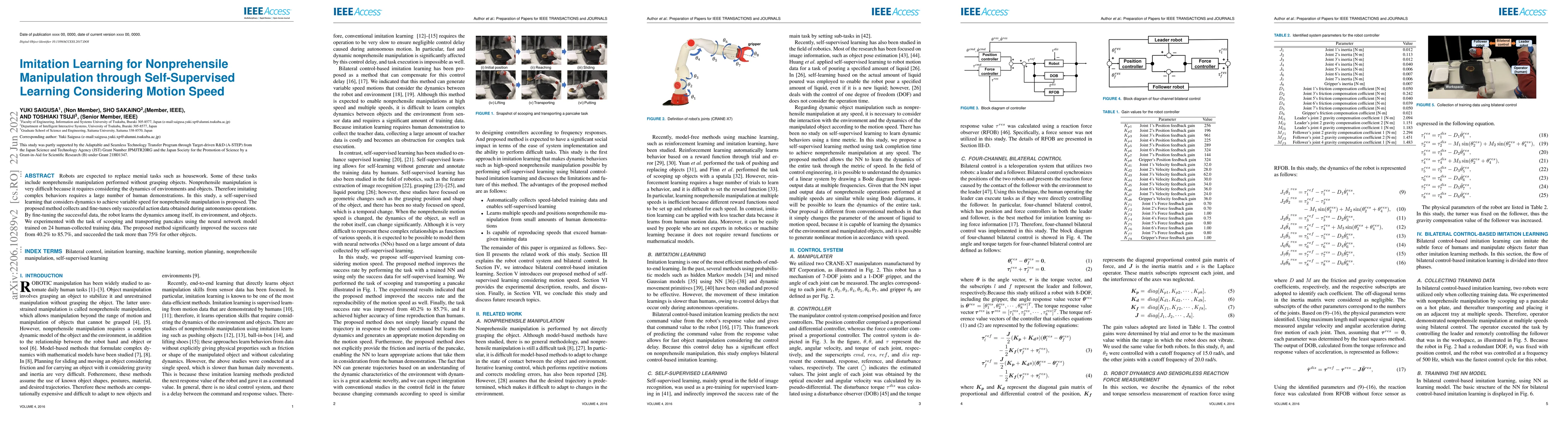 Thumbnail for Imitation Learning for Nonprehensile Manipulation through
  Self-Supervised Learning Considering Motion Speed