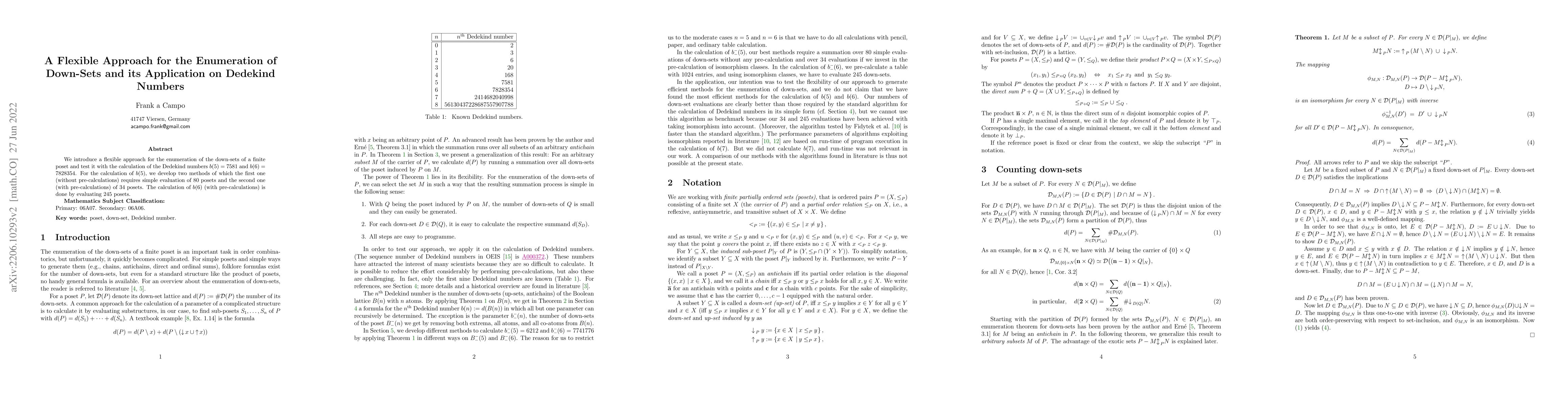Thumbnail for A Flexible Approach for the Enumeration of Down-Sets and its Application
  on Dedekind Numbers
