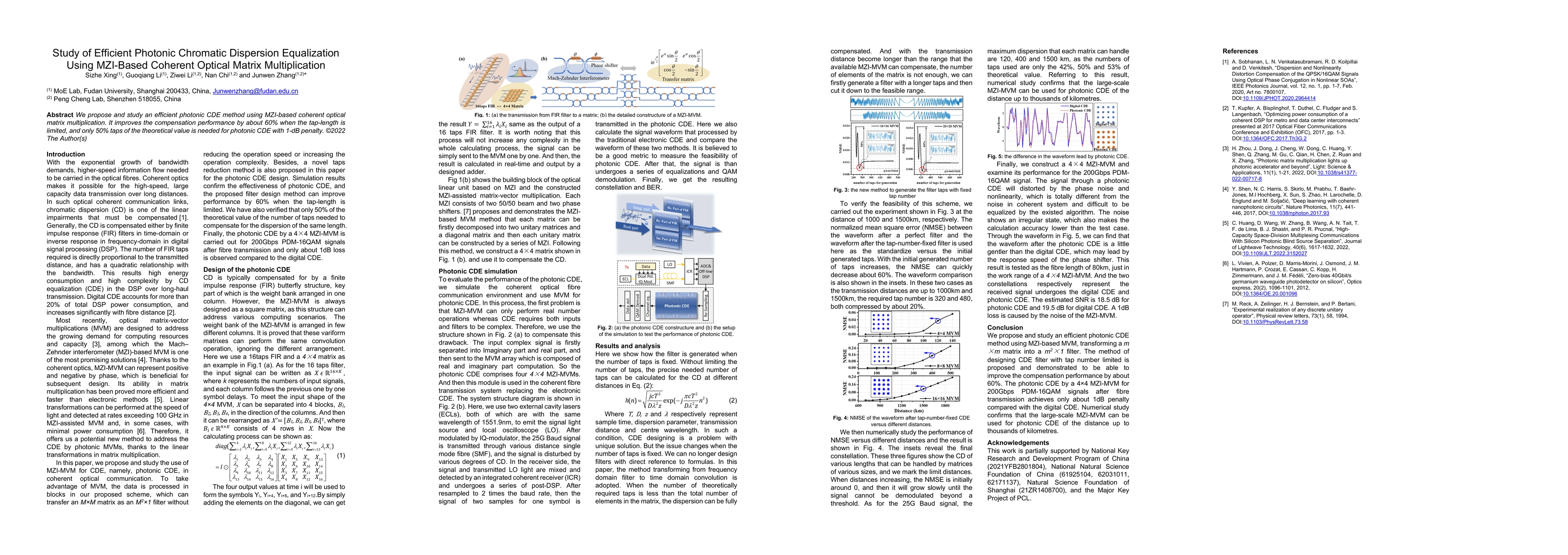 Thumbnail for Study of Efficient Photonic Chromatic Dispersion Equalization Using
  MZI-Based Coherent Optical Matrix Multiplication