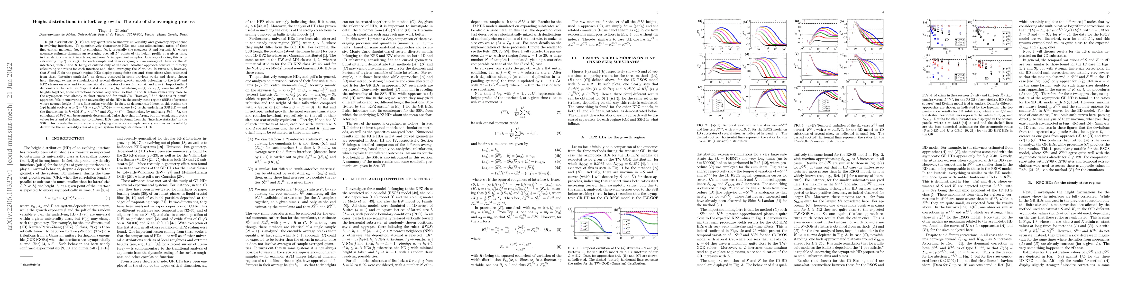 Thumbnail for Height distributions in interface growth: The role of the averaging
  process