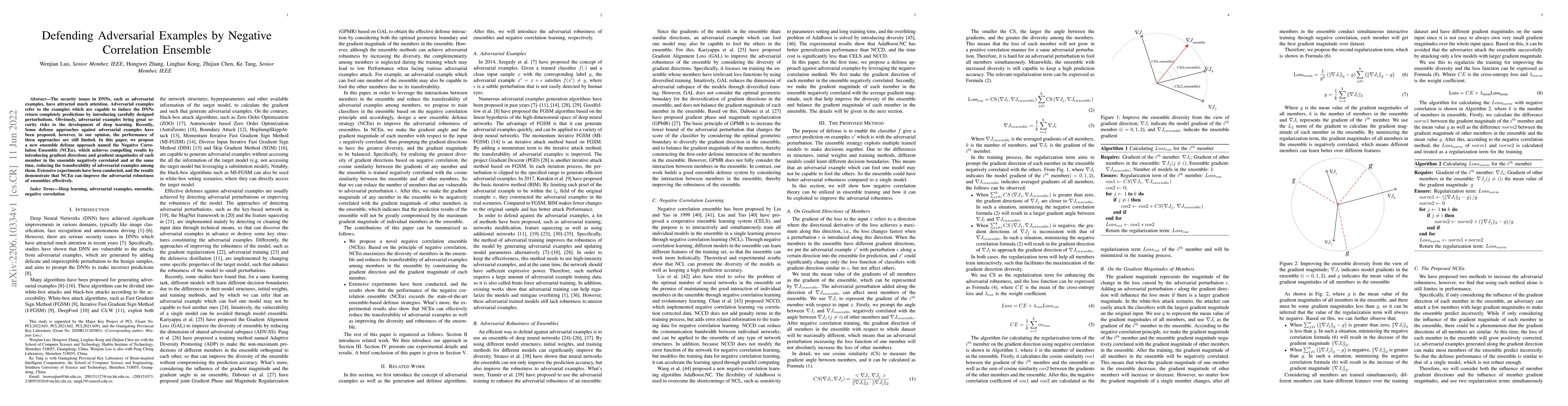Thumbnail for Defending Adversarial Examples by Negative Correlation Ensemble
