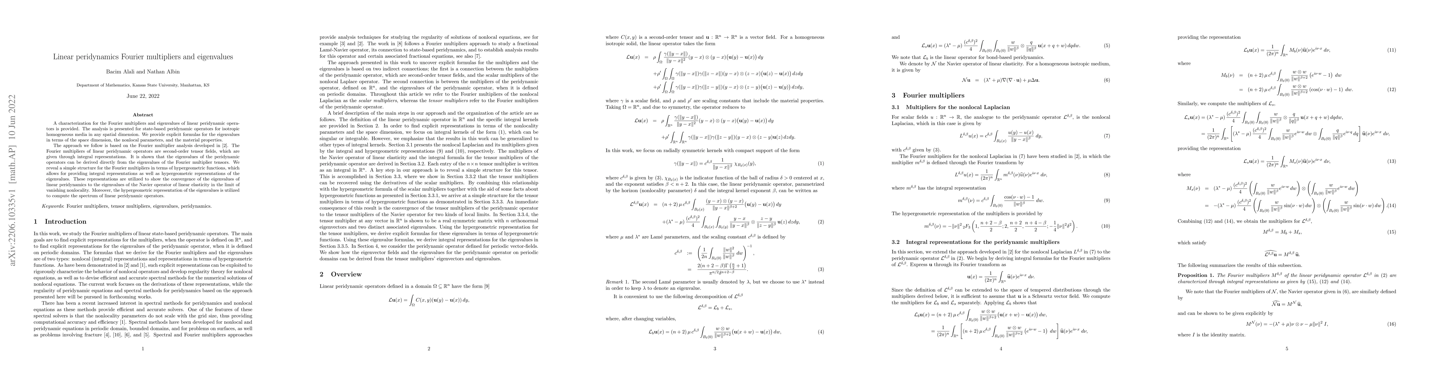 Thumbnail for Linear peridynamics Fourier multipliers and eigenvalues