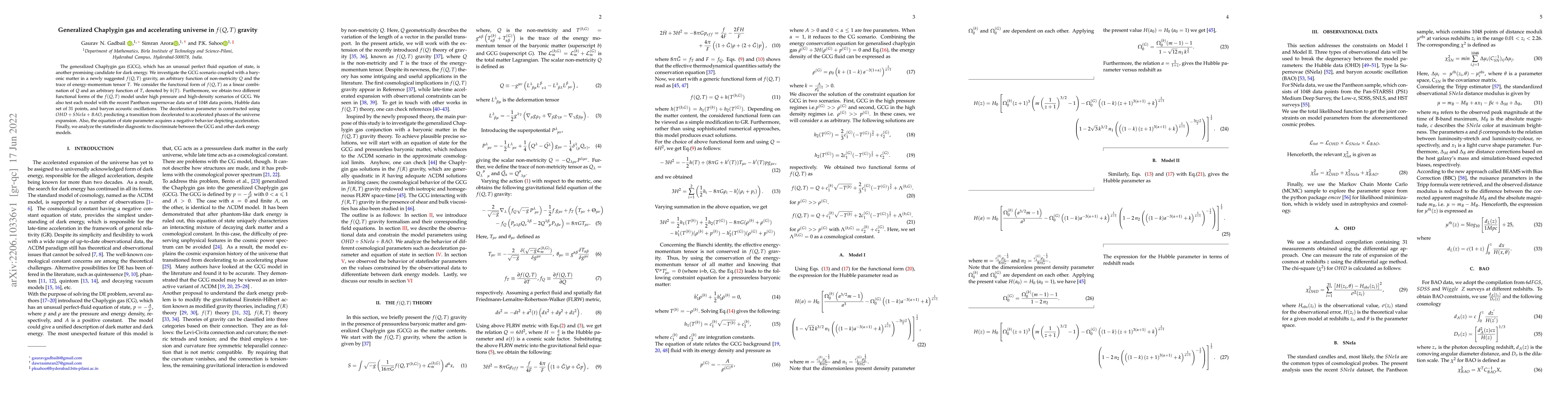 Thumbnail for Generalized Chaplygin gas and accelerating universe in $f(Q,T)$ gravity