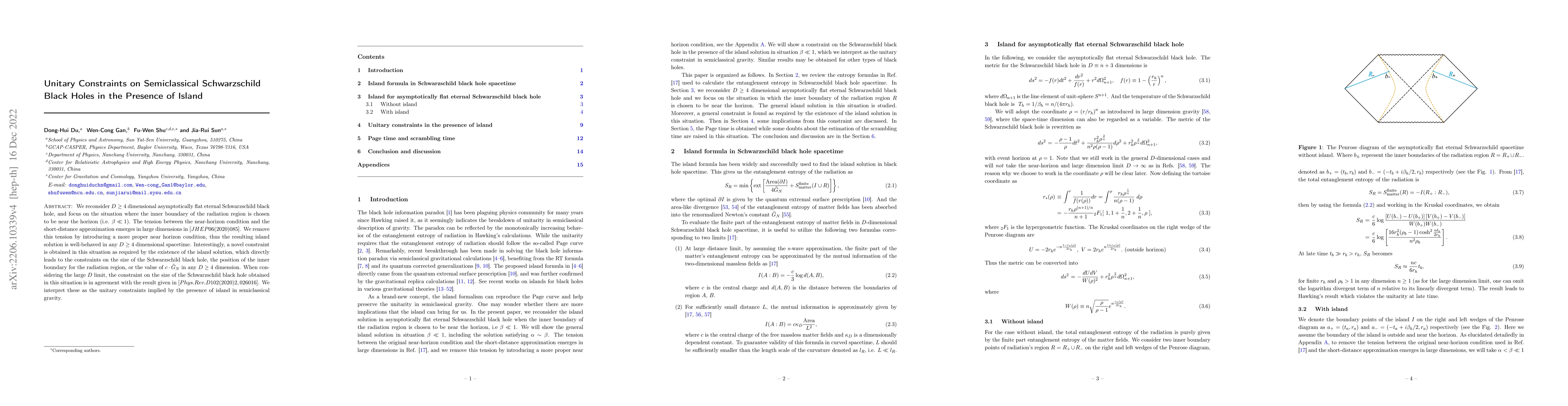 Thumbnail for Unitary Constraints on Semiclassical Schwarzschild Black Holes in the
  Presence of Island