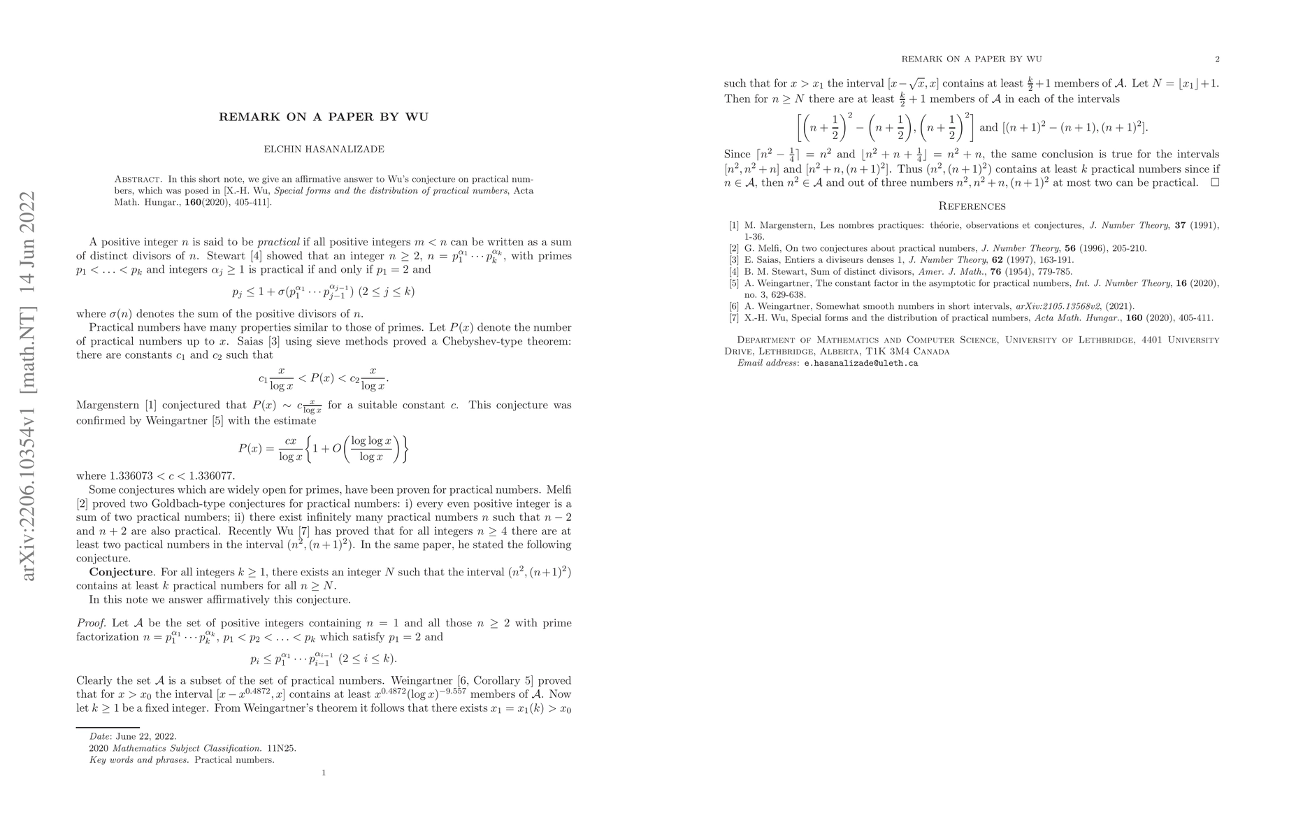 Thumbnail for Remark on a paper by Wu
