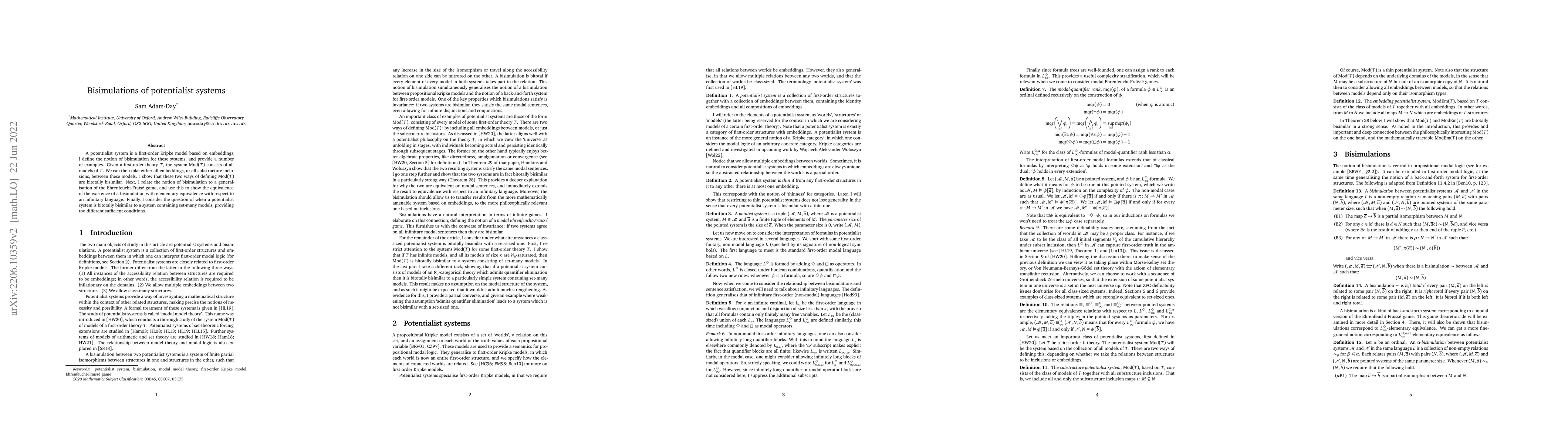 Thumbnail for Bisimulations of potentialist systems