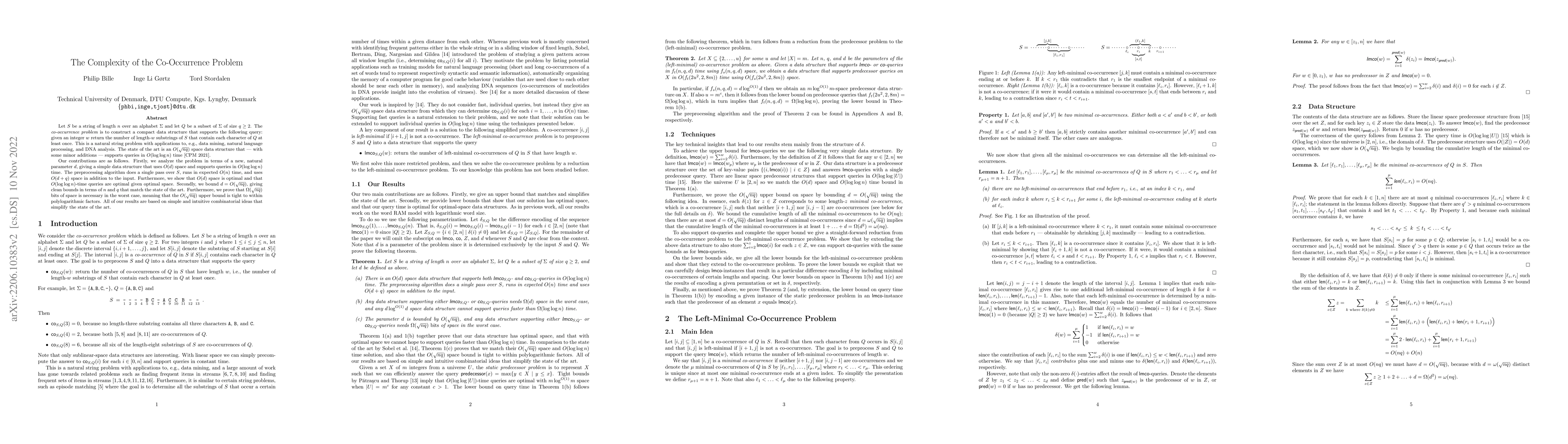 Thumbnail for The Complexity of the Co-Occurrence Problem