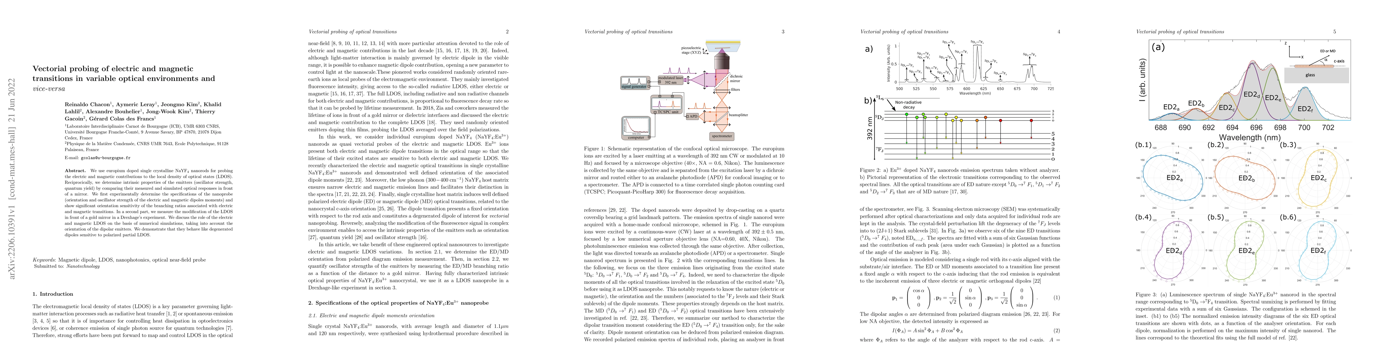 Thumbnail for Vectorial probing of electric and magnetic transitions in variable
  optical environments and vice-versa