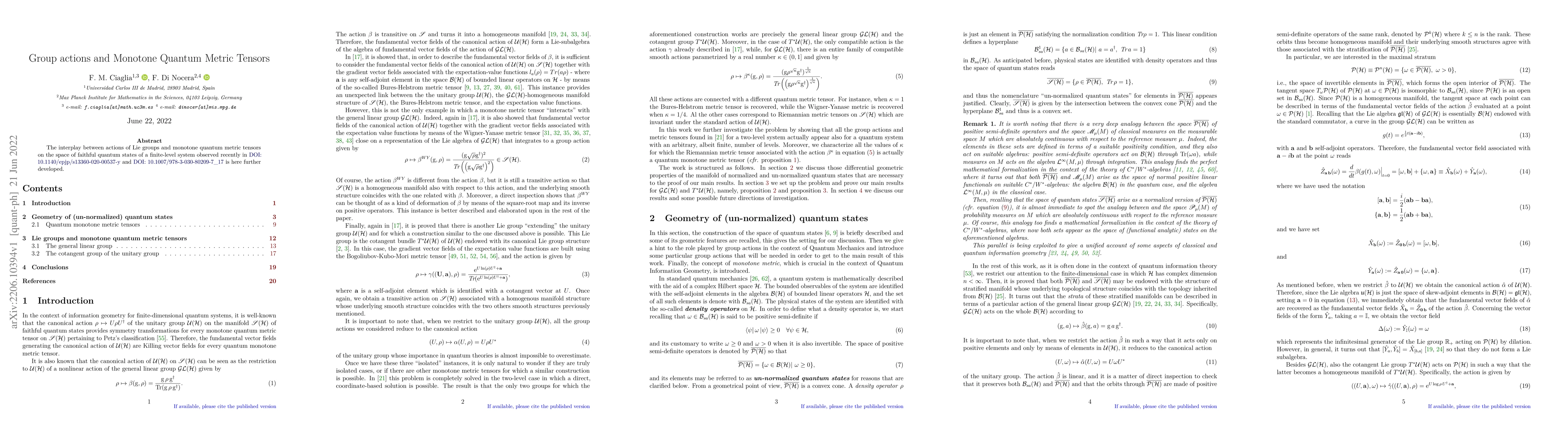 Thumbnail for Group actions and Monotone Quantum Metric Tensors