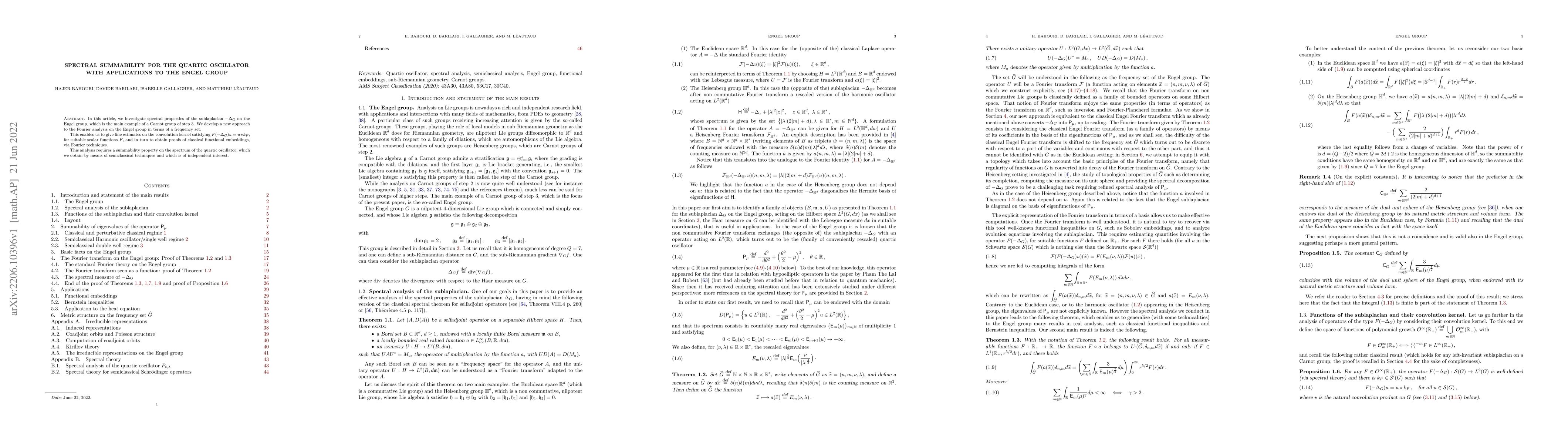 Thumbnail for Spectral summability for the quartic oscillator with applications to the
  Engel group