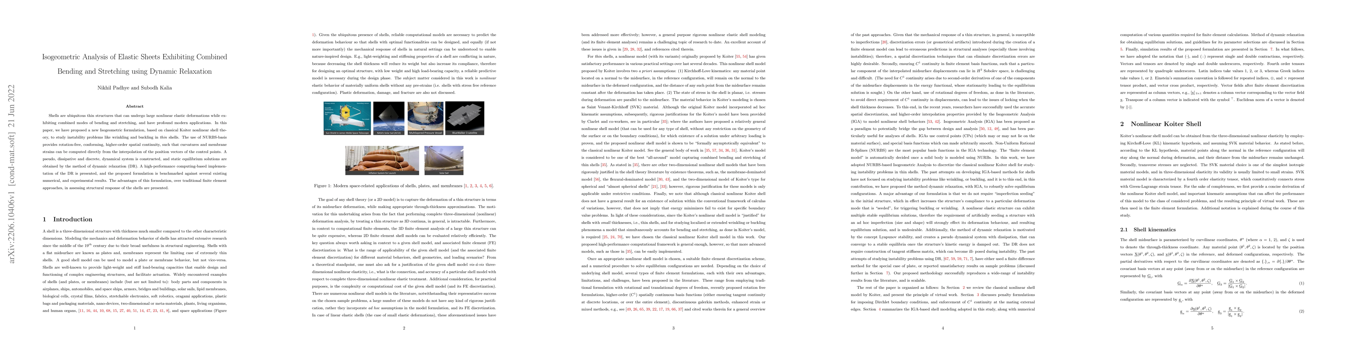 Thumbnail for Isogeometric Analysis of Elastic Sheets Exhibiting Combined Bending and
  Stretching using Dynamic Relaxation