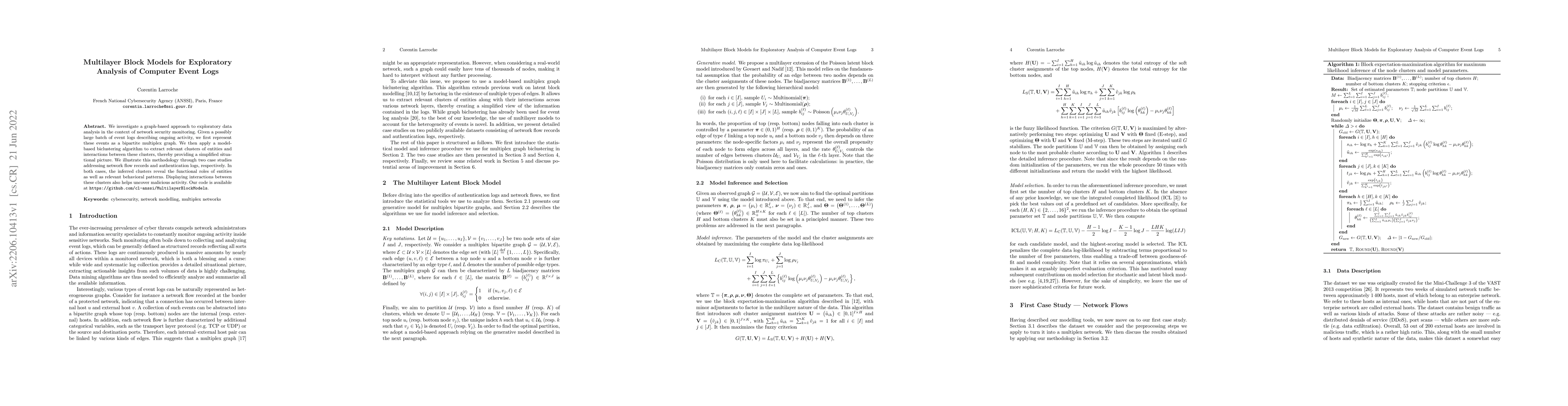 Thumbnail for Multilayer Block Models for Exploratory Analysis of Computer Event Logs