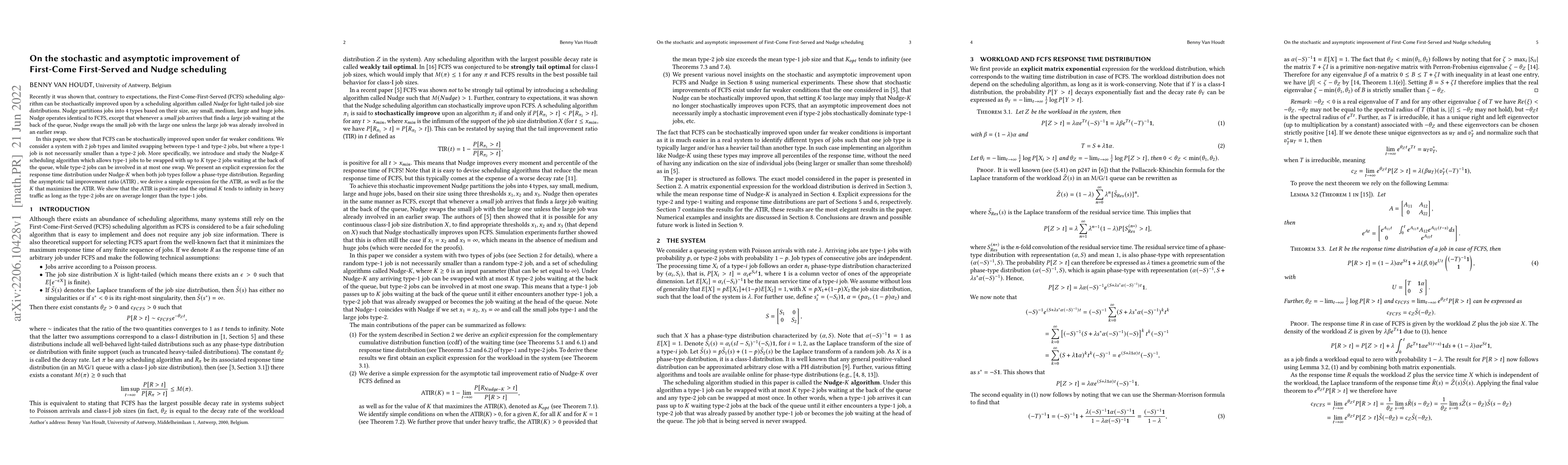 Thumbnail for On the stochastic and asymptotic improvement of First-Come First-Served
  and Nudge scheduling