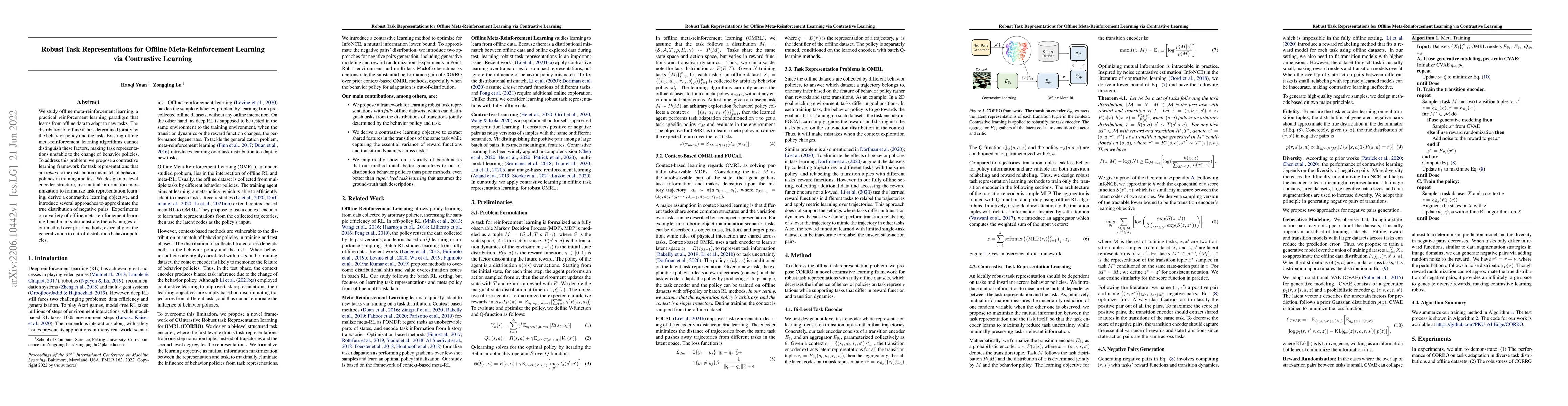 Thumbnail for Robust Task Representations for Offline Meta-Reinforcement Learning via
  Contrastive Learning