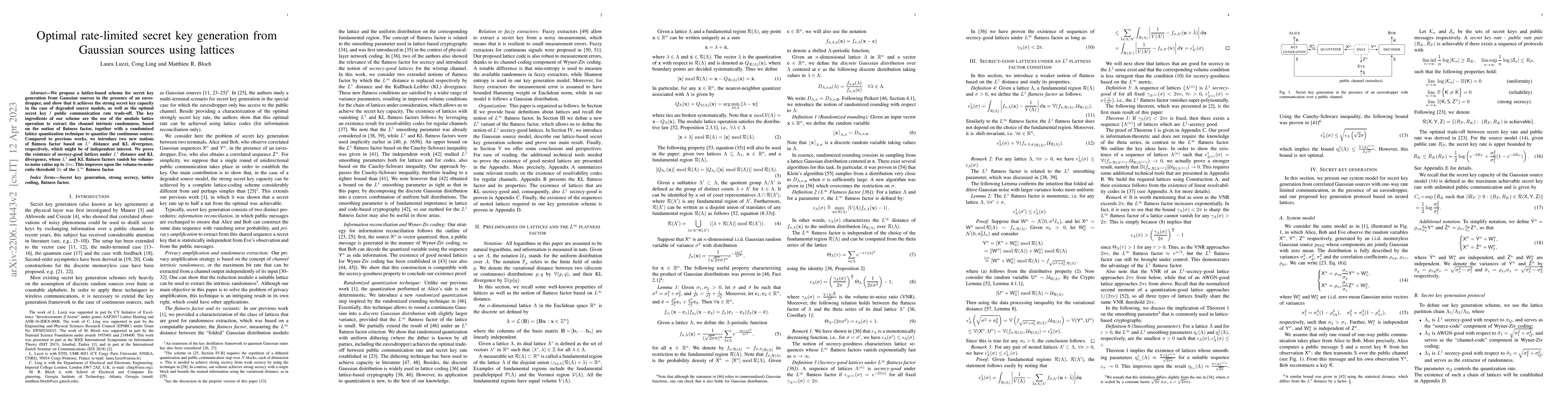Thumbnail for Optimal rate-limited secret key generation from Gaussian sources using
  lattices