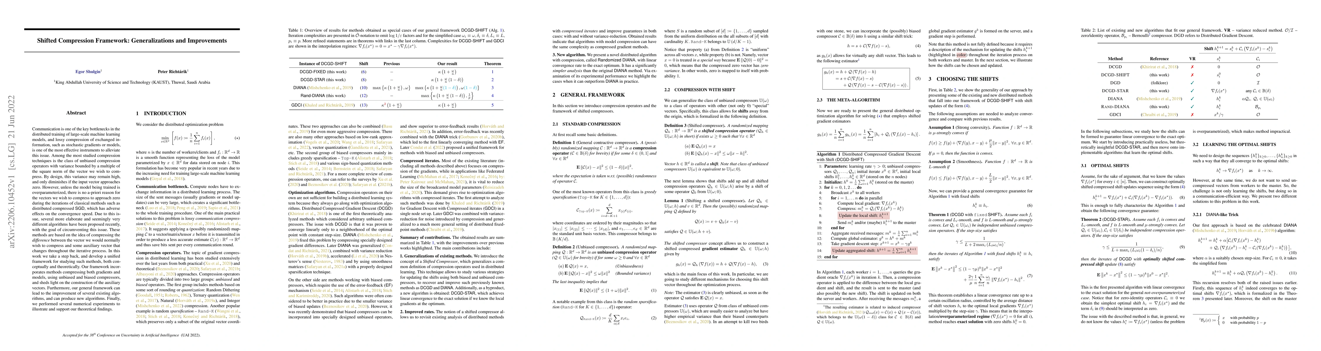 Thumbnail for Shifted Compression Framework: Generalizations and Improvements