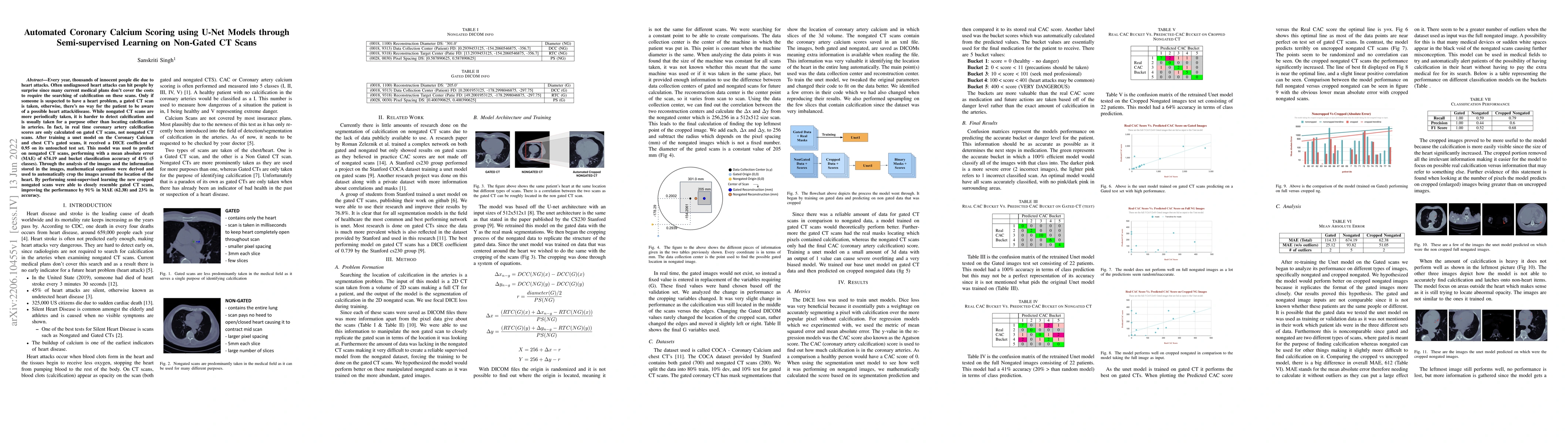 Thumbnail for Automated Coronary Calcium Scoring using U-Net Models through
  Semi-supervised Learning on Non-Gated CT Scans