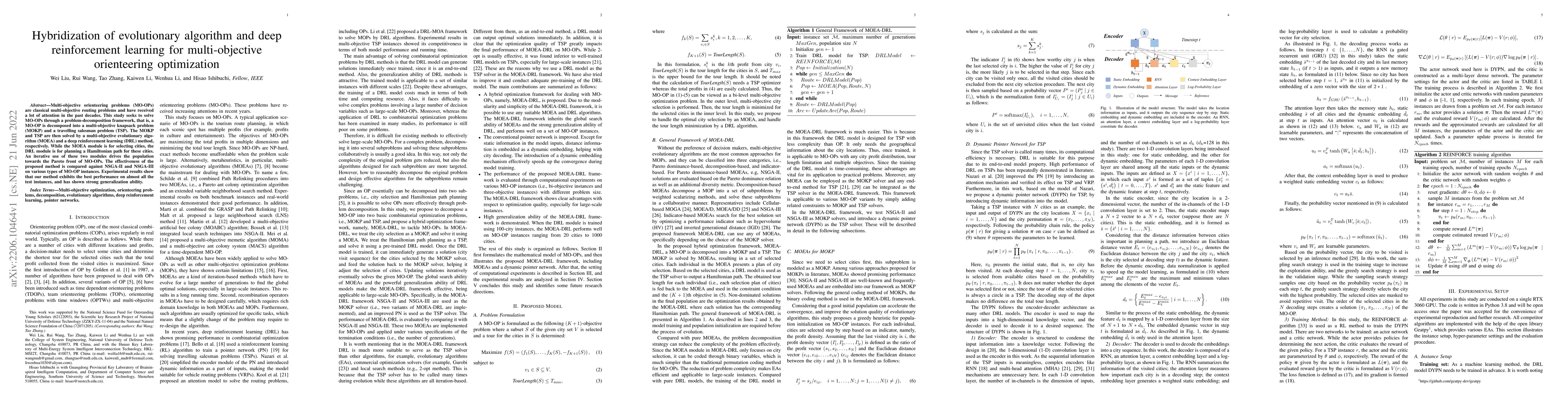 Thumbnail for Hybridization of evolutionary algorithm and deep reinforcement learning
  for multi-objective orienteering optimization