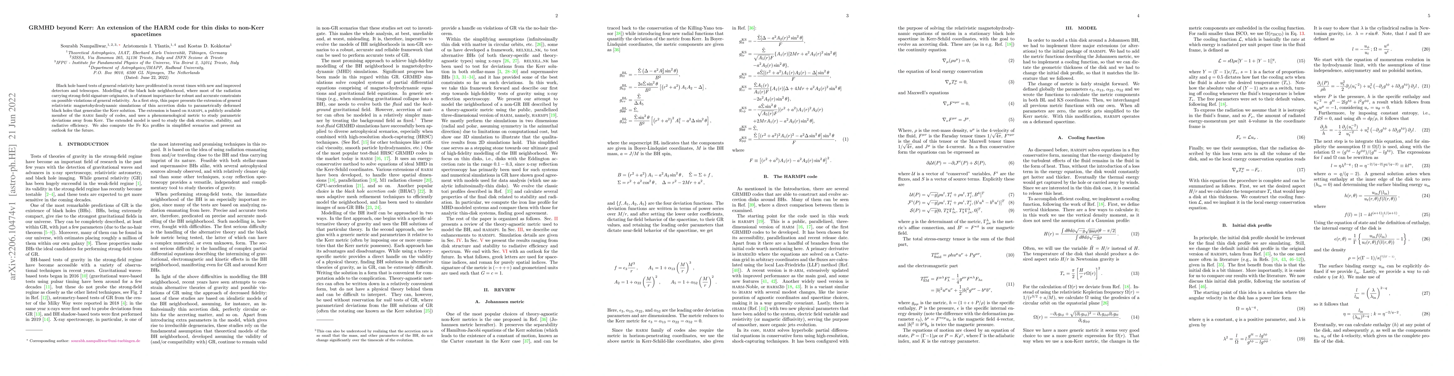 Thumbnail for GRMHD beyond Kerr: An extension of the HARM code for thin disks to
  non-Kerr spacetimes