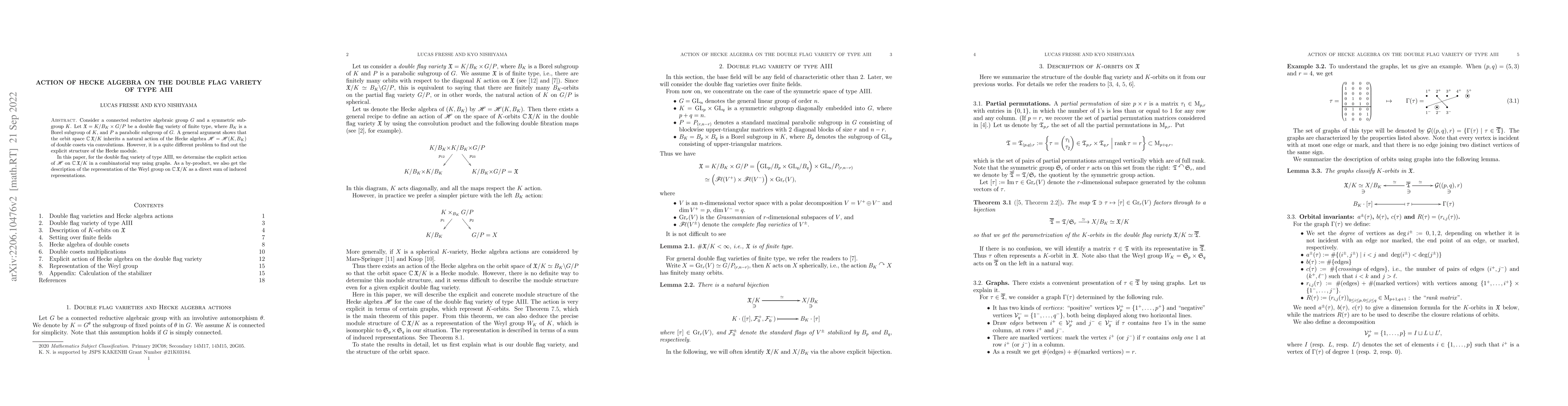 Thumbnail for Action of Hecke algebra on the double flag variety of type AIII