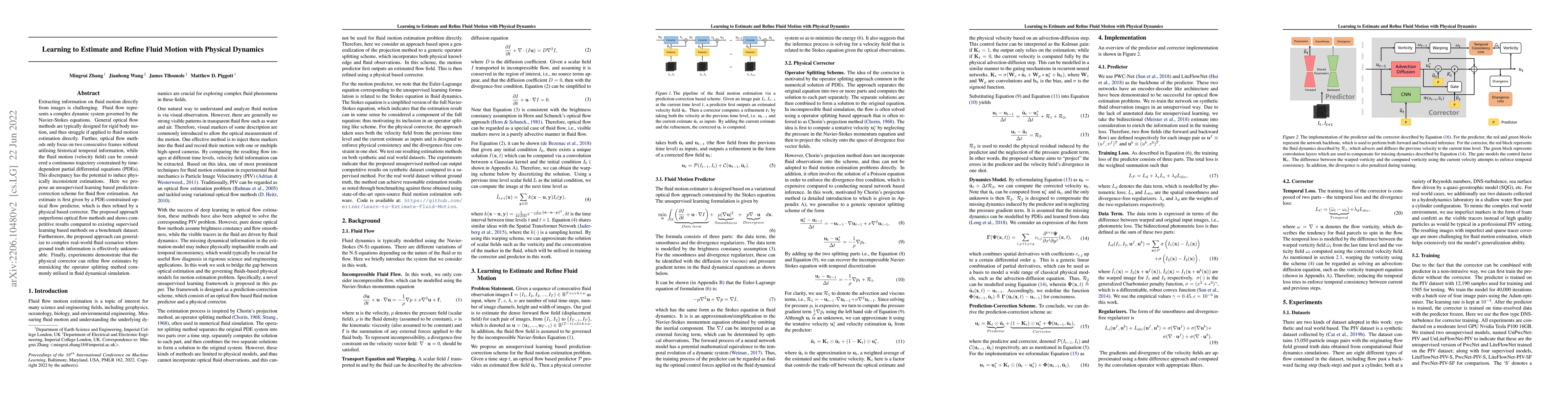 Thumbnail for Learning to Estimate and Refine Fluid Motion with Physical Dynamics