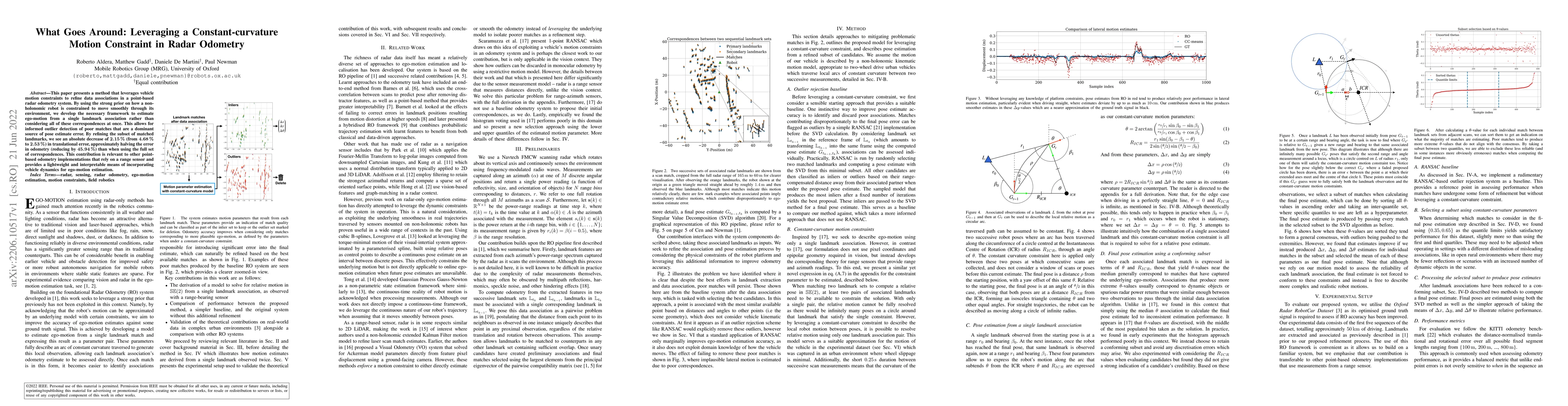 Thumbnail for What Goes Around: Leveraging a Constant-curvature Motion Constraint in
  Radar Odometry