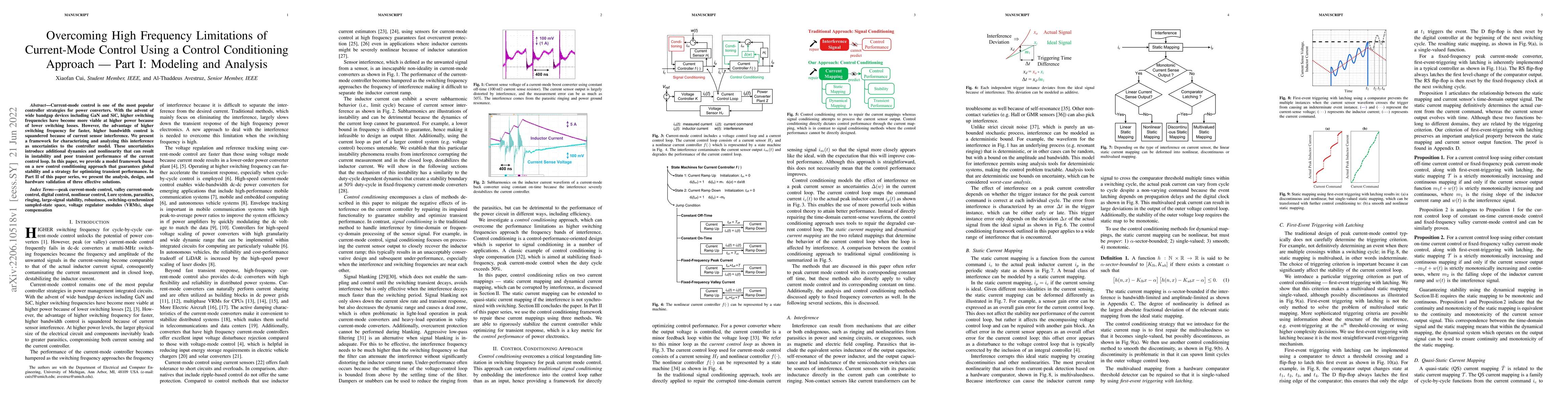 Thumbnail for Overcoming High Frequency Limitations of Current-Mode Control Using a
  Control Conditioning Approach -- Part I: Modeling and Analysis