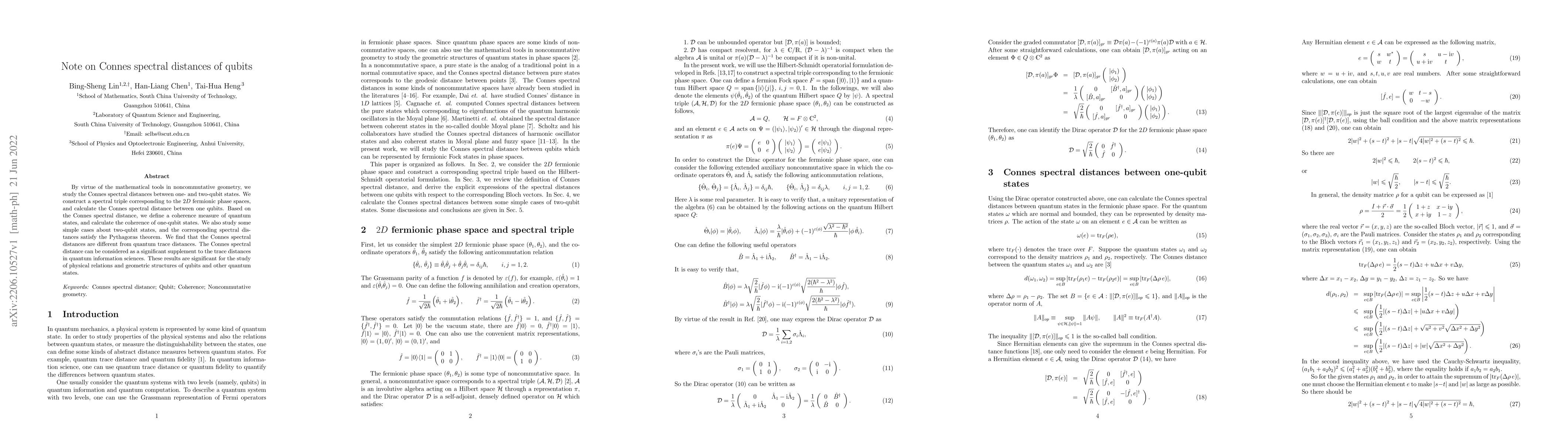 Thumbnail for Note on Connes spectral distances of qubits