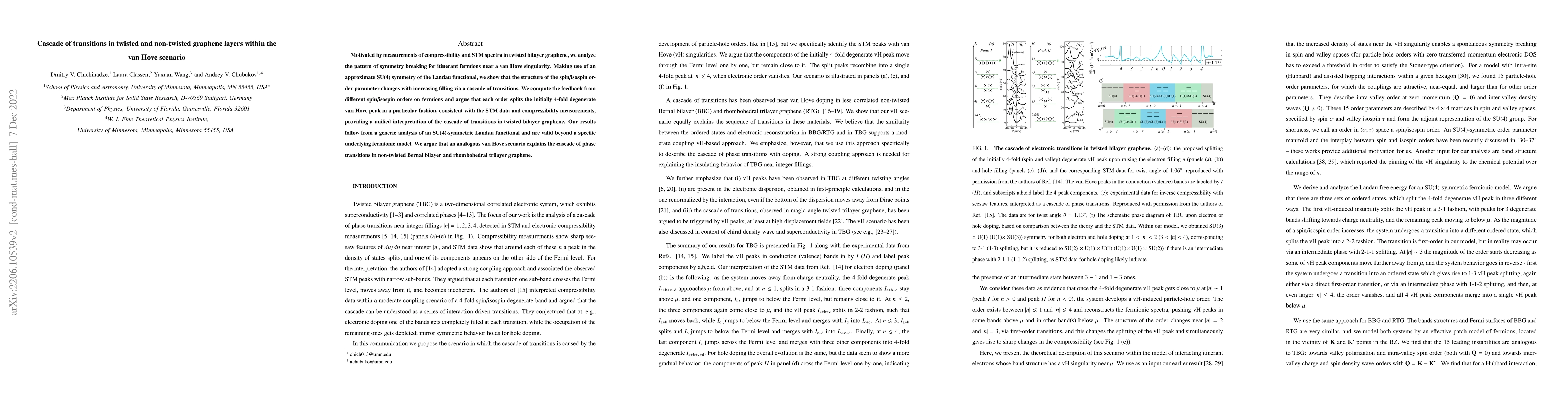 Thumbnail for Cascade of transitions in twisted and non-twisted graphene layers within
  the van Hove scenario