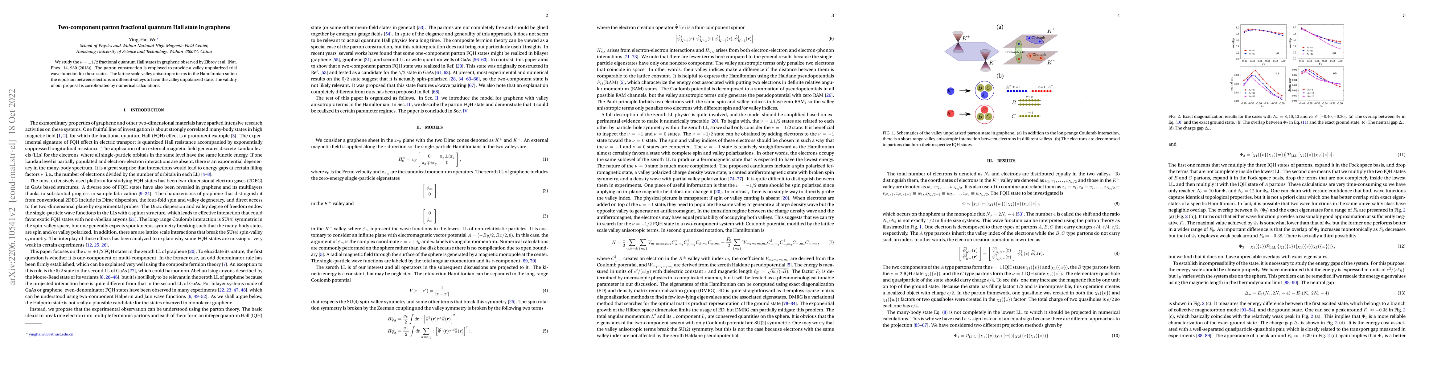 Thumbnail for Two-component parton fractional quantum Hall state in graphene