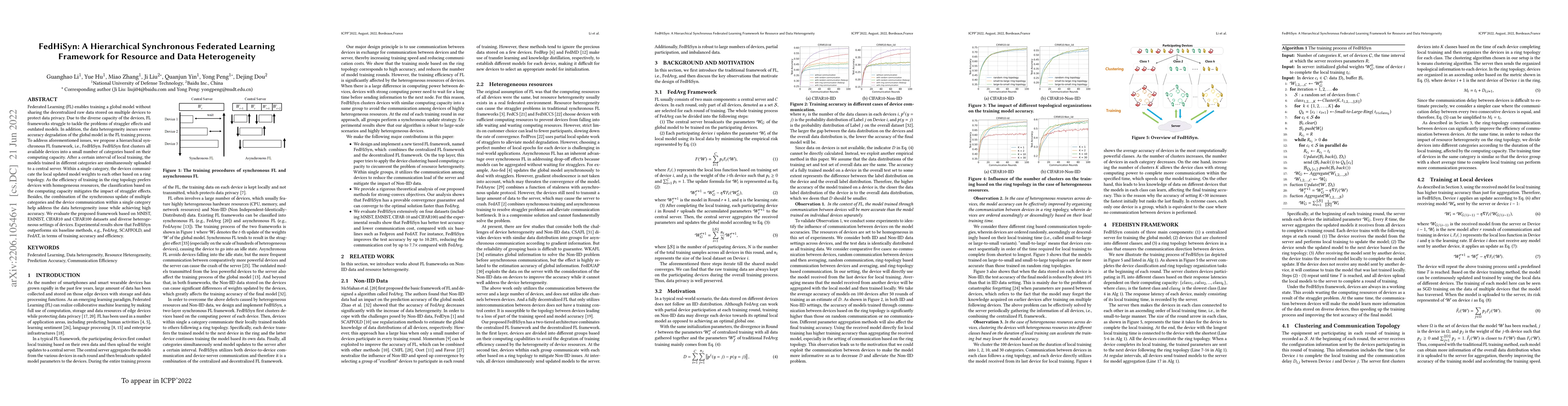 Thumbnail for FedHiSyn: A Hierarchical Synchronous Federated Learning Framework for
  Resource and Data Heterogeneity