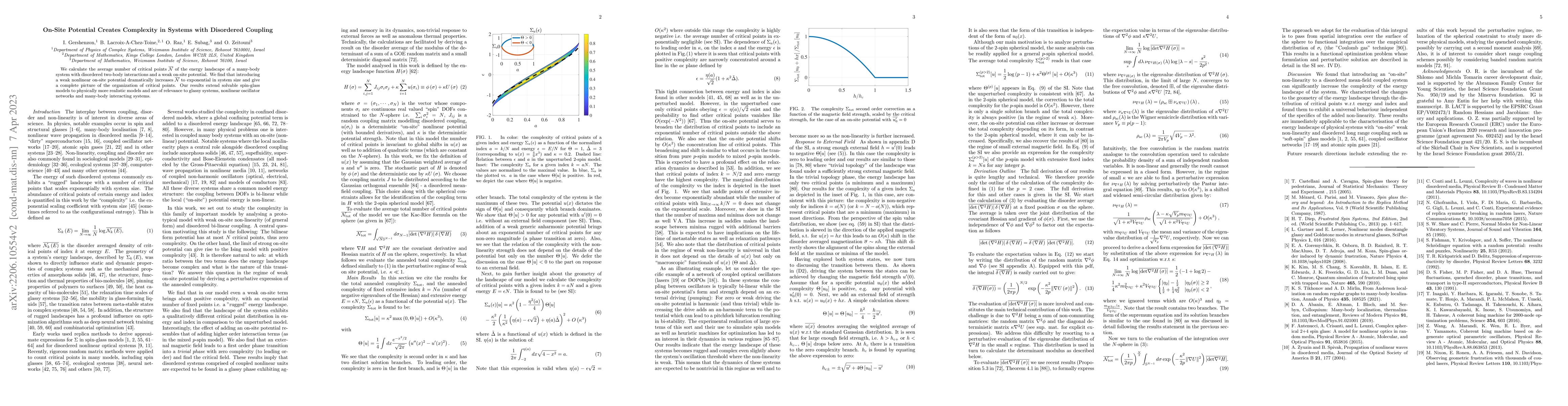 Thumbnail for On-Site Potential Creates Complexity in Systems with Disordered Coupling