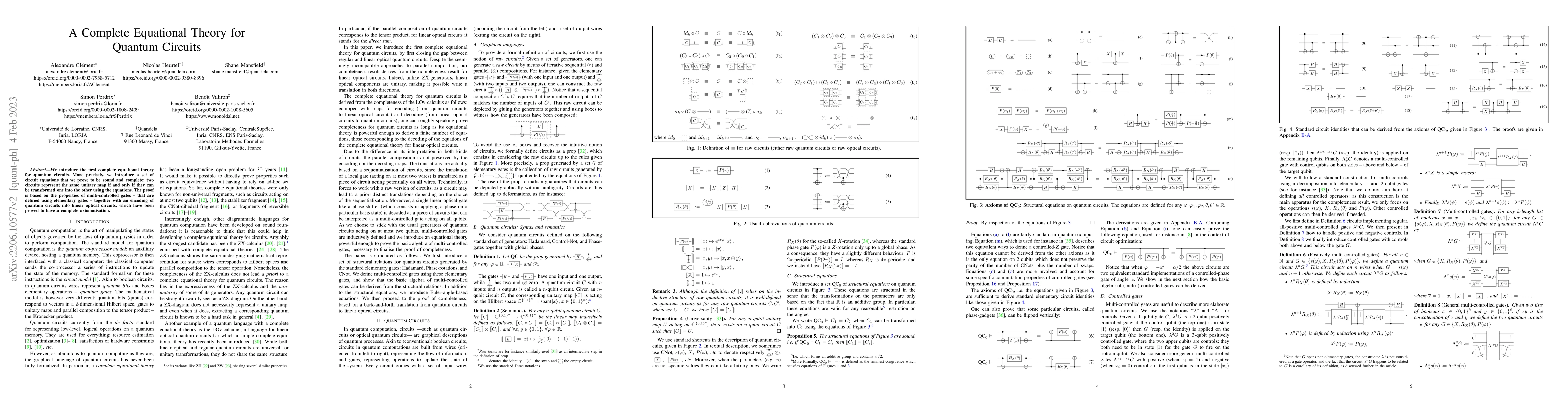 Thumbnail for A Complete Equational Theory for Quantum Circuits