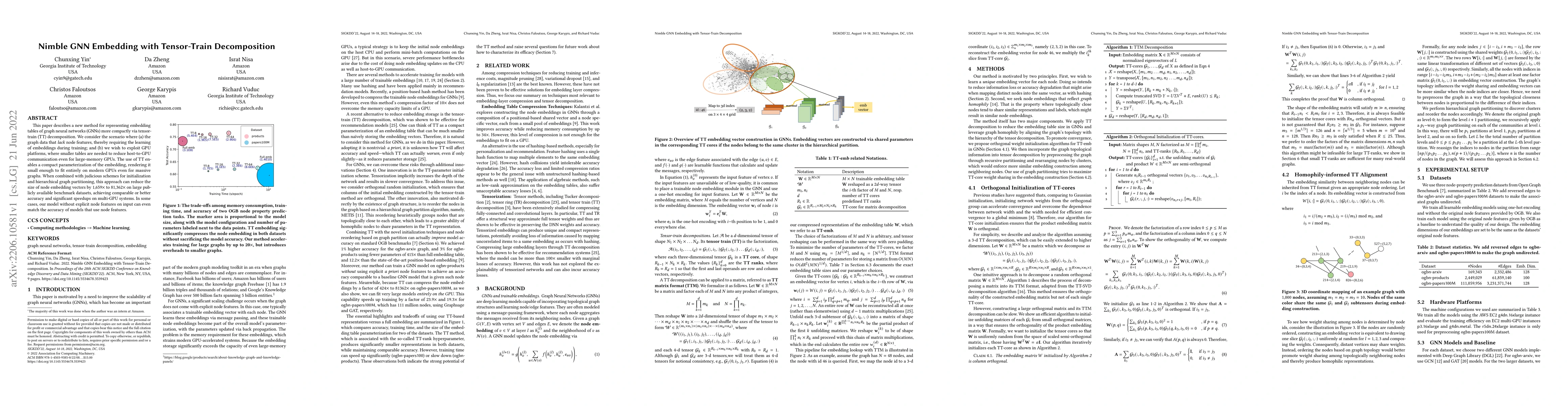 Thumbnail for Nimble GNN Embedding with Tensor-Train Decomposition