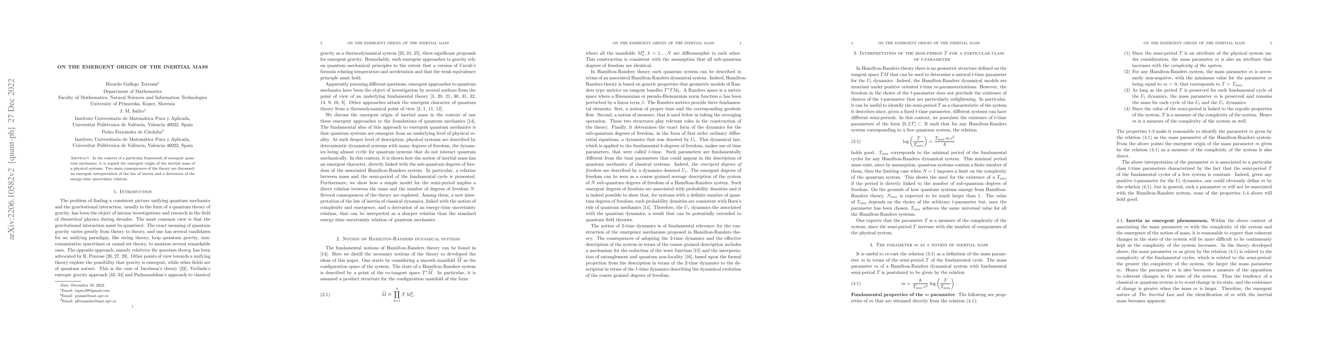 Thumbnail for On the emergent origin of the inertial mass