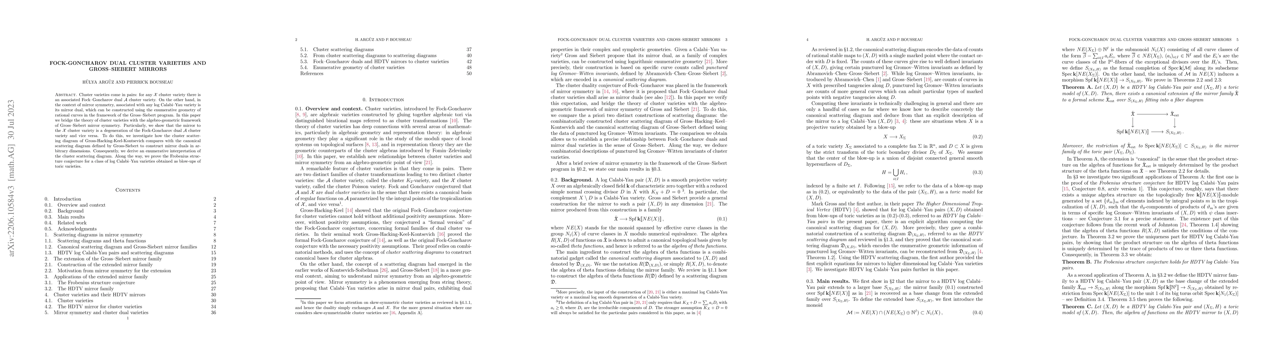 Thumbnail for Fock-Goncharov dual cluster varieties and Gross-Siebert mirrors