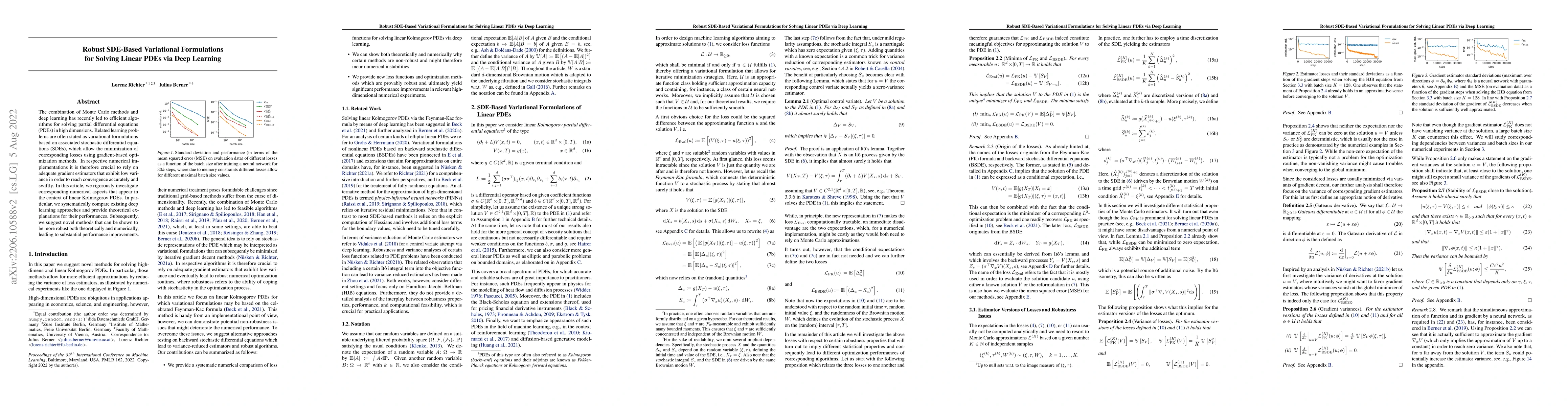 Thumbnail for Robust SDE-Based Variational Formulations for Solving Linear PDEs via
  Deep Learning