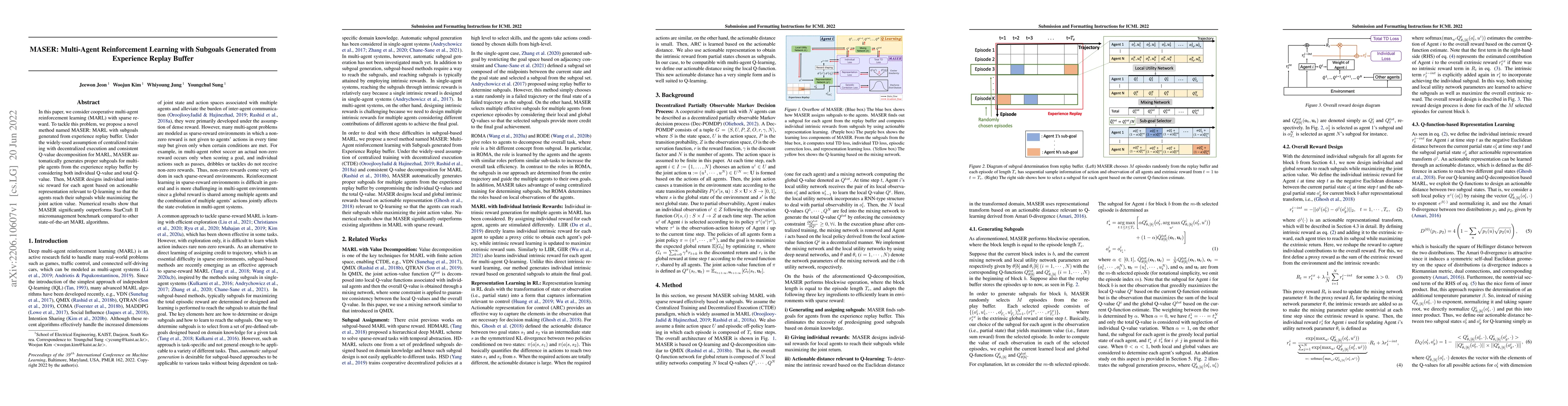 Thumbnail for MASER: Multi-Agent Reinforcement Learning with Subgoals Generated from
  Experience Replay Buffer