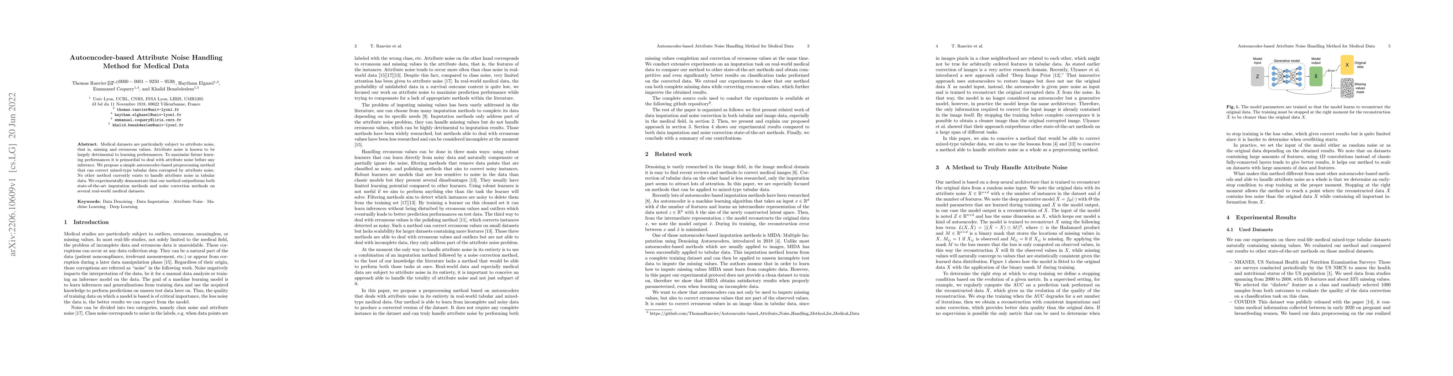 Thumbnail for Autoencoder-based Attribute Noise Handling Method for Medical Data
