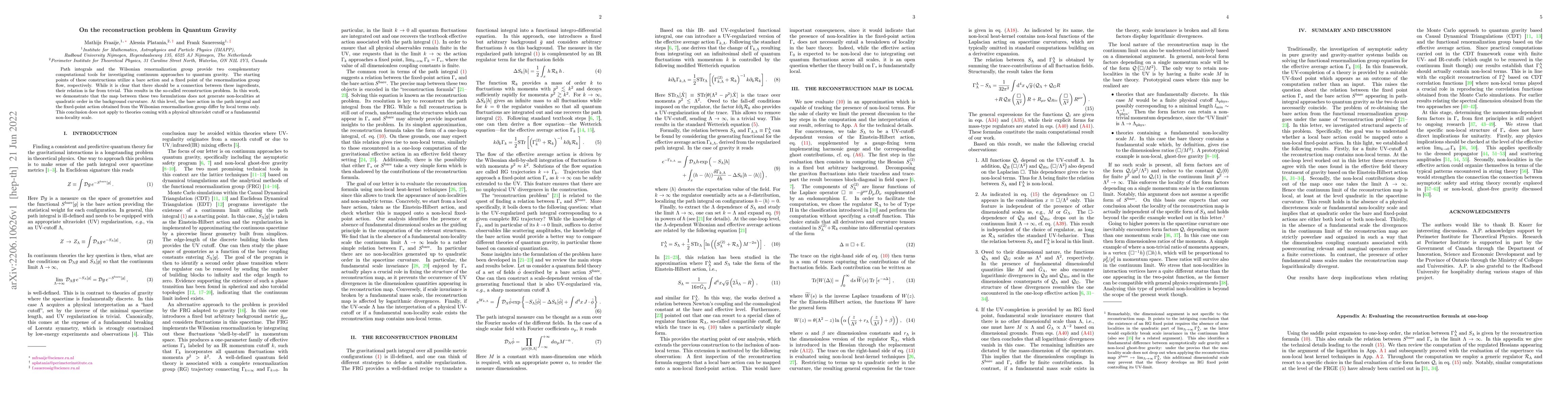 Thumbnail for On the reconstruction problem in Quantum Gravity