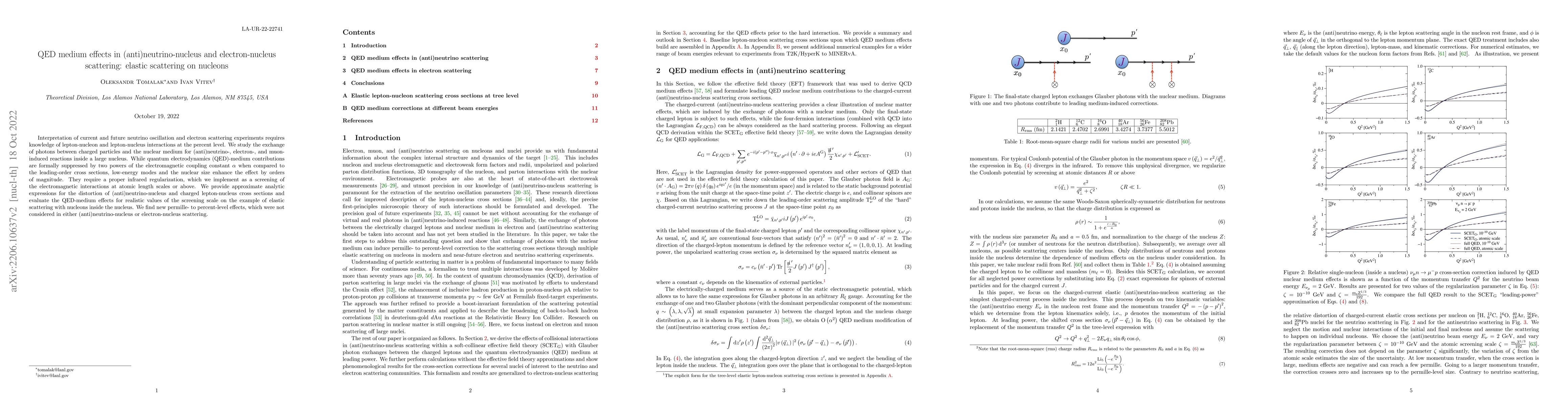 Thumbnail for QED medium effects in (anti)neutrino-nucleus and electron-nucleus
  scattering: elastic scattering on nucleons