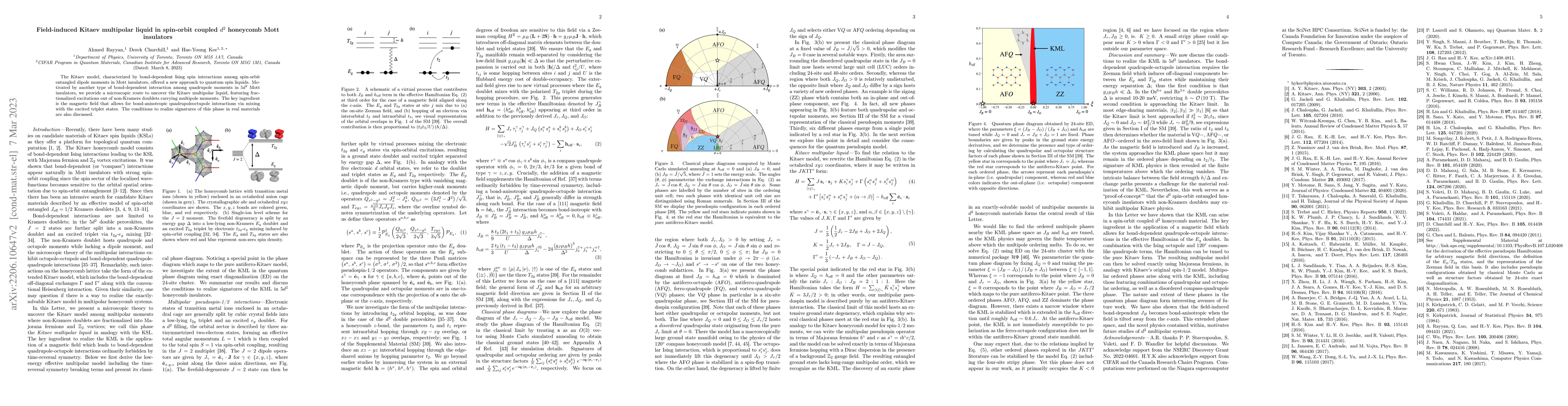 Thumbnail for Field-induced Kitaev multipolar liquid in spin-orbit coupled $d^{2}$
  honeycomb Mott insulators