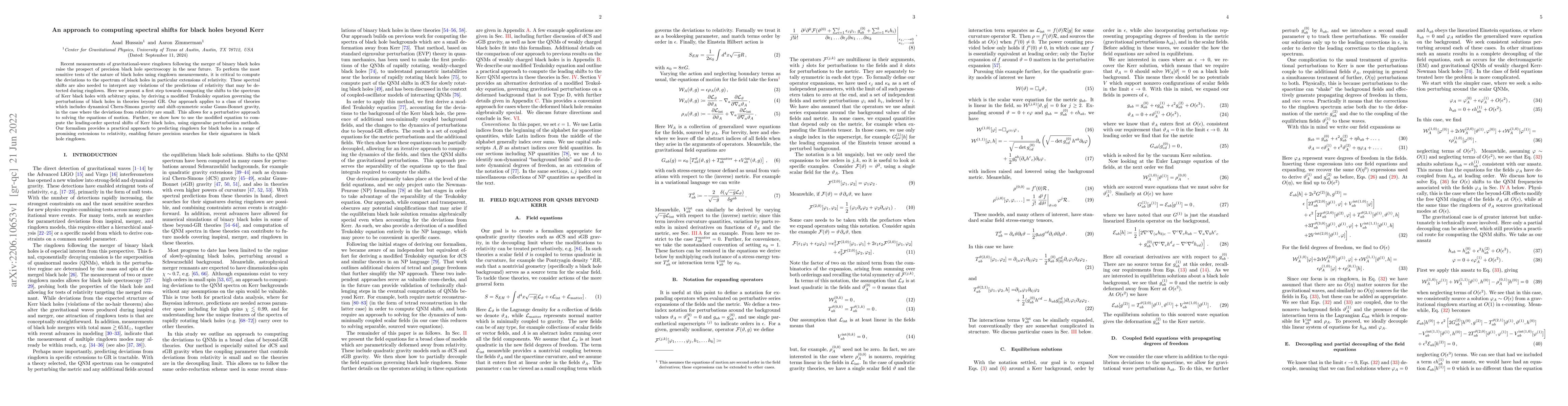 Thumbnail for An approach to computing spectral shifts for black holes beyond Kerr
