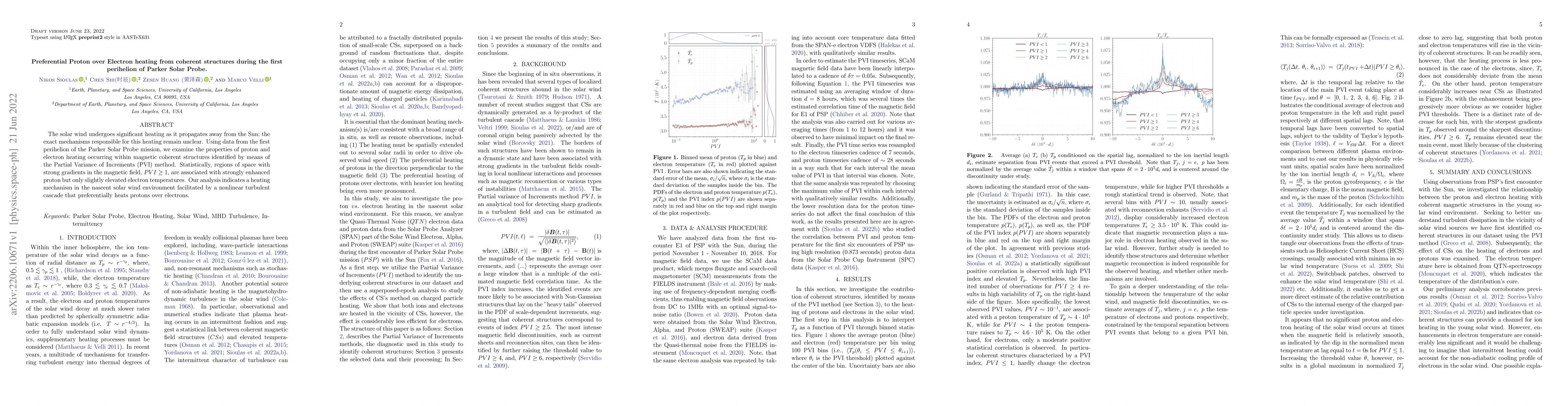 Thumbnail for Preferential Proton over Electron heating from coherent structures
  during the first perihelion of Parker Solar Probe