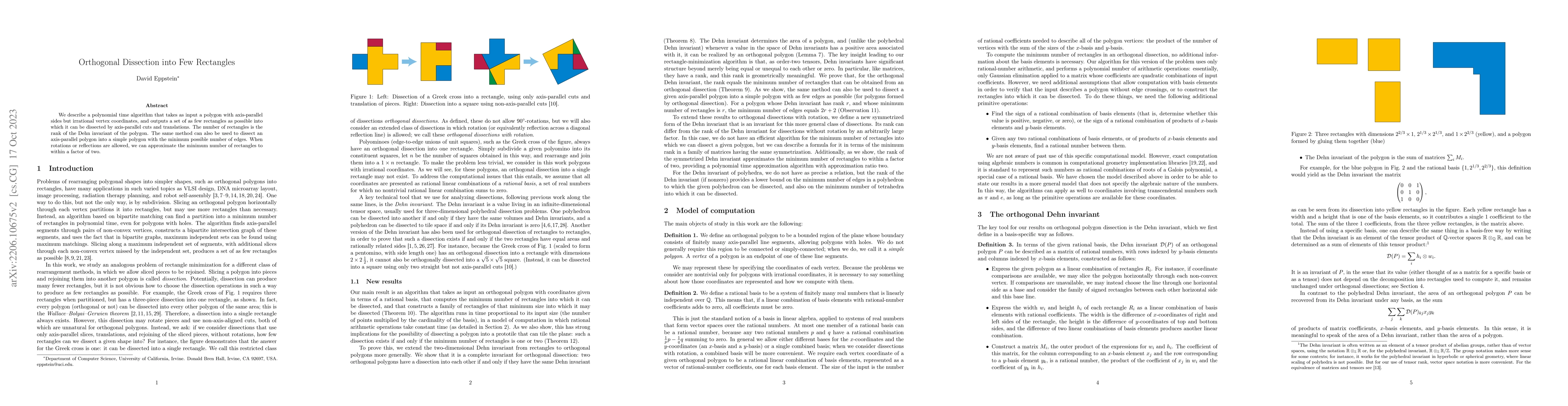 Thumbnail for Orthogonal dissection into few rectangles