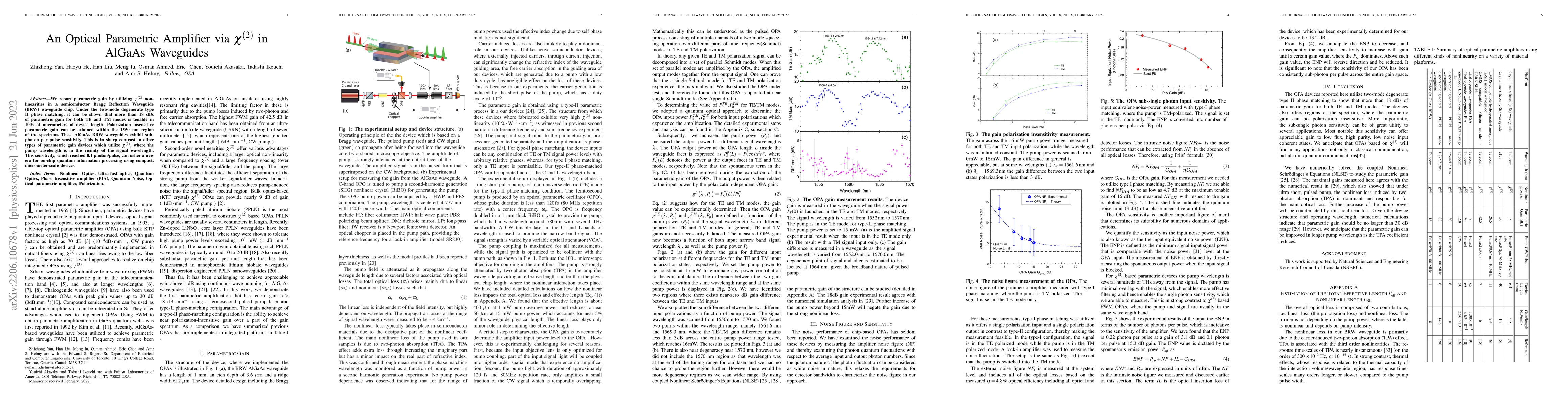 Thumbnail for An Optical Parametric Amplifier via $ \chi^{(2)} $ in AlGaAs Waveguides
