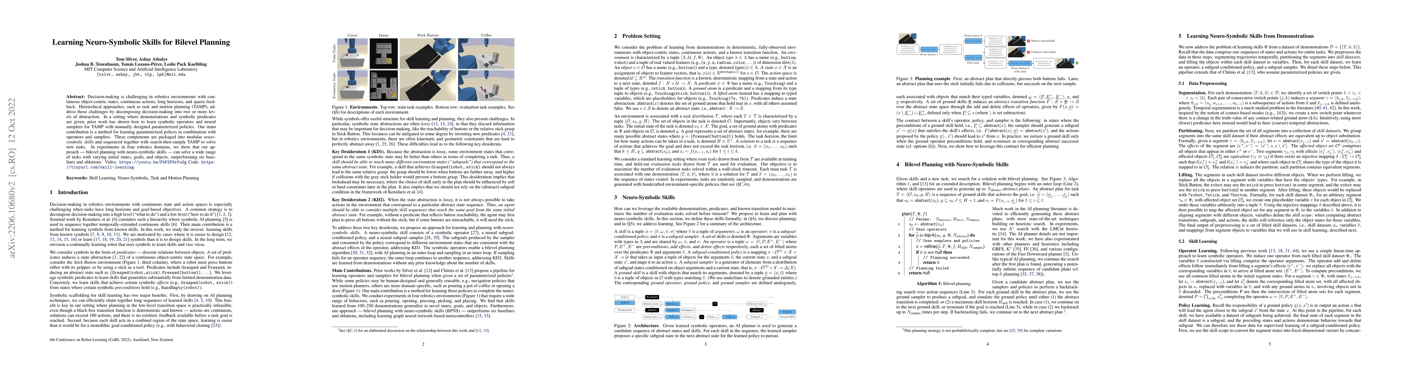 Thumbnail for Learning Neuro-Symbolic Skills for Bilevel Planning