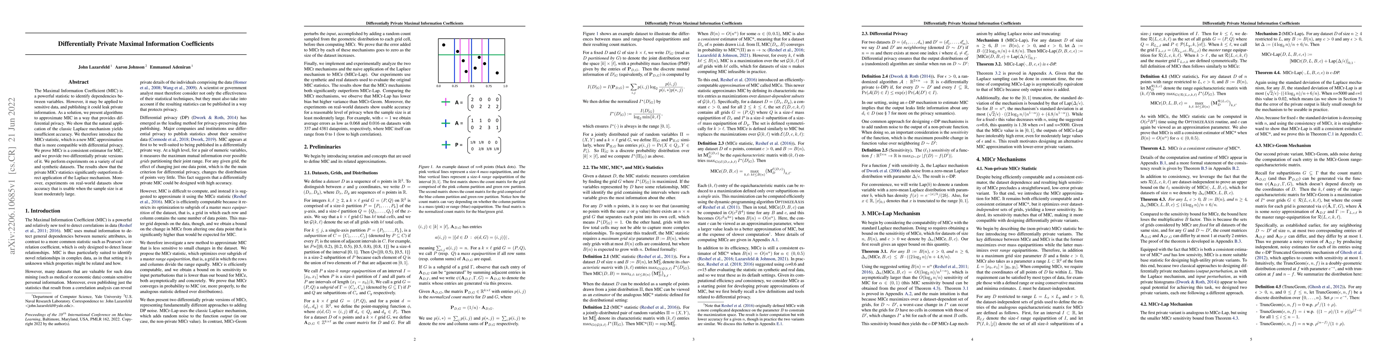 Thumbnail for Differentially Private Maximal Information Coefficients