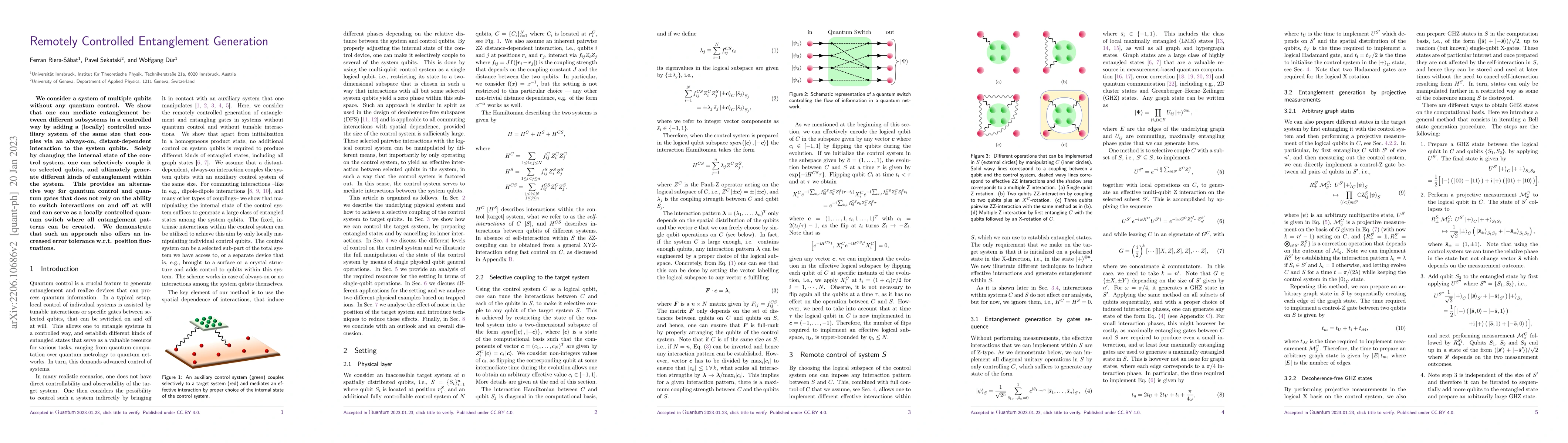 Thumbnail for Remotely Controlled Entanglement Generation