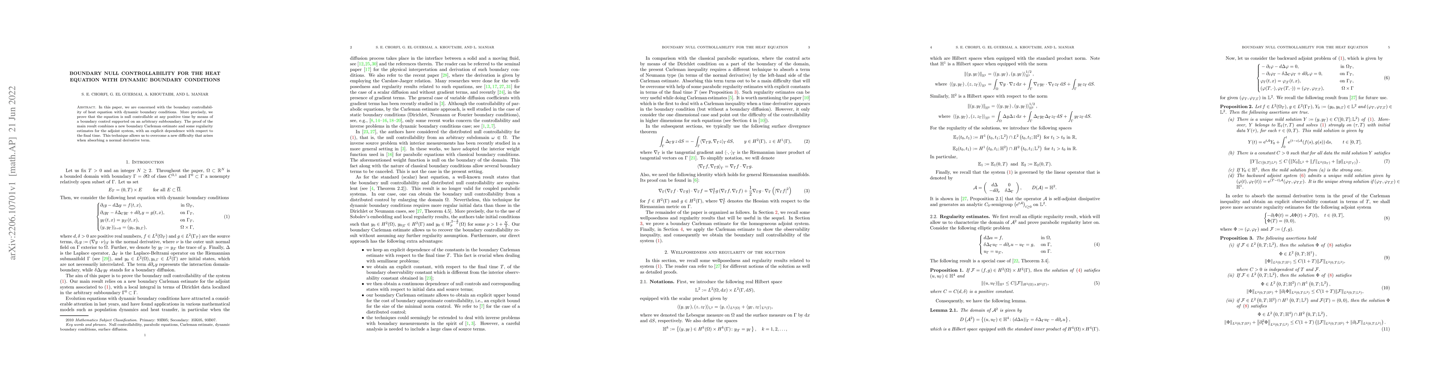 Thumbnail for Boundary null controllability for the heat equation with dynamic
  boundary conditions